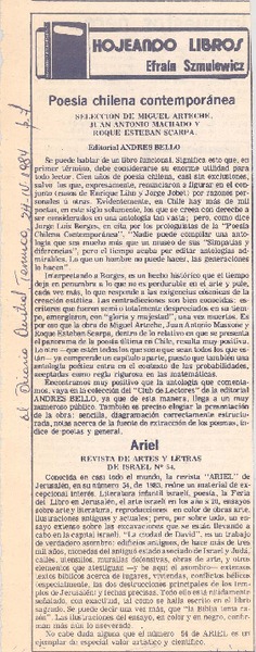 "Poesía chilena contemporánea"