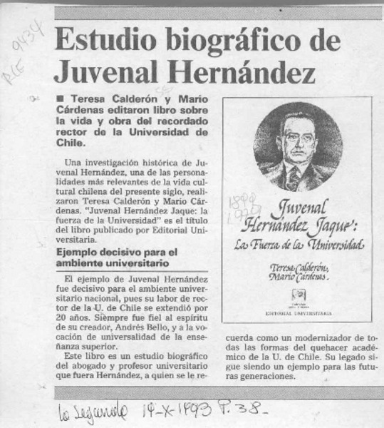 Estudio biográfico de Juvenal Hernández  [artículo].