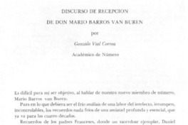 Discurso de recepción de don Mario Barros van Buren