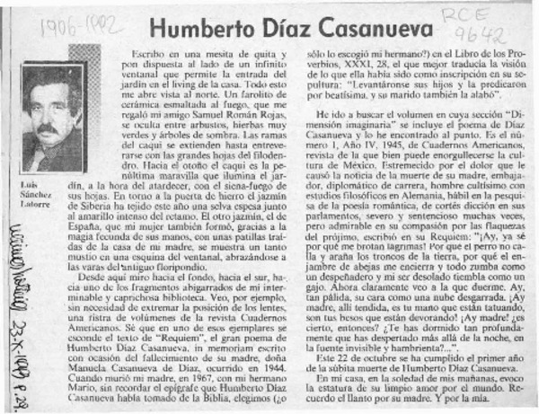 Humberto Díaz Casanueva  [artículo] Luis Sánchez Latorre.
