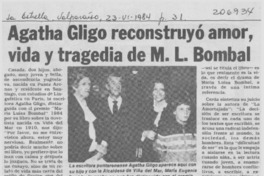 Agata Gligo reconstruyó amor, vida y tragedia de M. L. Bombal