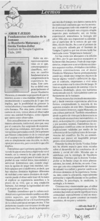 Amor y juego  [artículo] Alfredo Ruiz B. [y] Augusto Zagmutt C.