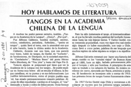 Tangos en la Academia Chilena de la Lengua  [artículo] Héctor González.