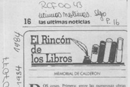 Memorial de Calderón  [artículo] Filebo.