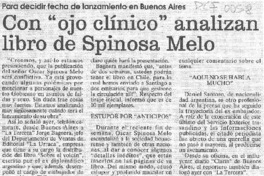 Con "ojo clínico" analizan libro de Spinosa Melo  [artículo] Hernán García M-C.