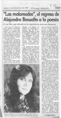 "Las malamadas", el regreso de Alejandra Basualto a la poesía  [artículo] Angélica Rivera.
