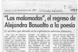 "Las malamadas", el regreso de Alejandra Basualto a la poesía  [artículo] Angélica Rivera.
