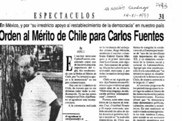 Orden al Mérito de Chile para Carlos Fuentes  [artículo].