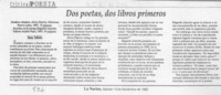 Dos poetas, dos primeros libros  [artículo] Teresa Calderón.
