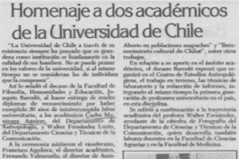 Homenaje a dos académicos de la Universidad de Chile