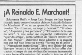 A Reinaldo E. Marchant!  [artículo] Juan Rubén Valenzuela.