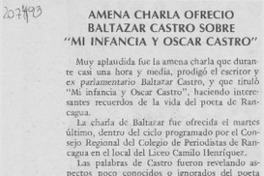 Amena charla ofrecio Baltazar Castro sobre "Mi infancia y Oscar Castro"