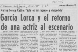 García Lorca y el retorno de una actriz al escenario