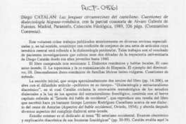 Diego Catalán, "Las lenguas circunvecinas del castellano"  [artículo].