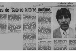 Acerca de "Catorce autores nortinos"  [artículo] Ketty Farandato Politis.