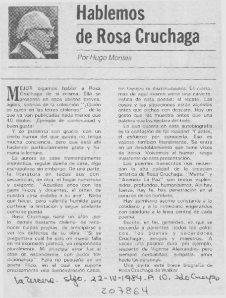 Hablemos de Rosa Cruchaga