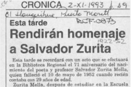 Rendirán homenaje a Salvador Zurita  [artículo].