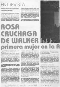 Rosa Cruchaga de Walker primera mujer en la Academia de la Lengua : [entrevista]