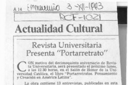 Revista Universitaria presenta "Portarretrato"  [artículo].