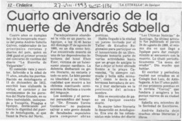Cuarto aniversario de la muerte de Andrés Sabella  [artículo].