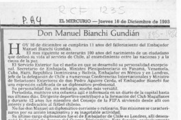 Don Manuel Bianchi Gundián  [artículo] Pedro Daza Valenzuela.