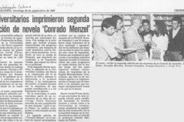 Universitarios imprimieron segunda edición de novela "Conrado Menzel"  [artículo].