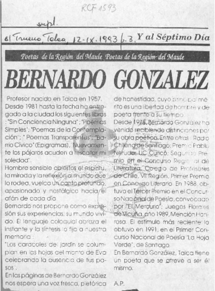 Bernardo González  [artículo] A. P.