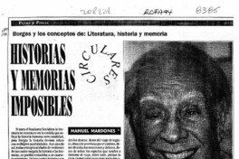 Historias y memorias imposibles  [artículo] Manuel Mardones.