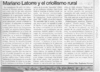 Mariano Latorre y el criollismo rural  [artículo] Héctor Edo. Espinoza Viveros.