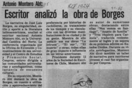 Escritor analizó la obra de Borges  [artículo].