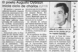 El Poeta Augusto Oyarzún inicia ciclo de charlas  [artículo].
