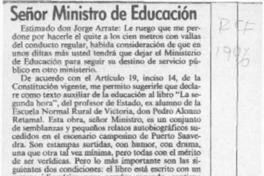Señor Ministro de Educación  [artículo] Juan Gana.