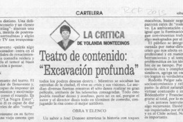 Teatro de contenido, "Excavaciøn profunda"  [artículo] Yolanda Montecinos.