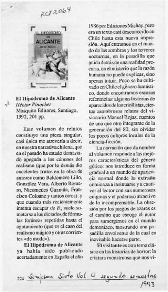 El Hipódromo de Alicante  [artículo] Diego Muñoz Valenzuela.
