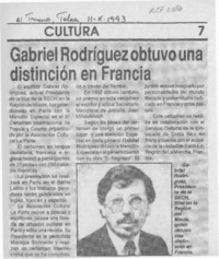 Gabriel Rodríguez obtuvo una distinción en Francia  [artículo].