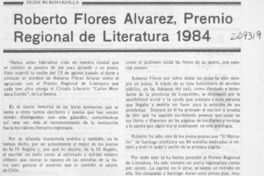 Roberto Flores Alvarez, Premio Regional de Literatura 1984