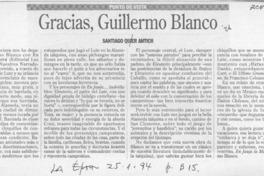 Gracias, Guillermo Blanco  [artículo] Santiago Quer Antich.