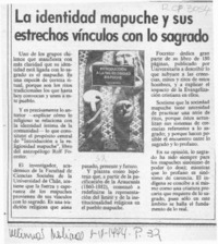 La Identidad mapuche y sus estrechos vínculos con lo sagrado  [artículo].