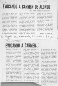 Evocando a Carmen de Alonso  [artículo] José Arraño Acevedo.