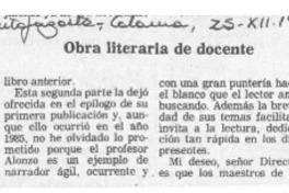Obra literaria de docente  [artículo] Ernesto Suazo Aguilera.