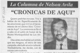 "Crónicas de aquí"  [artículo] Nelson Avila.