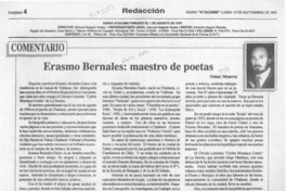 Erasmo Bernales, maestro de poetas  [artículo] Omar Monroy.