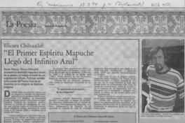 "El primer espíritu mapuche llegó del infinito azul"  [artículo] Pedro Pablo Guerrero.