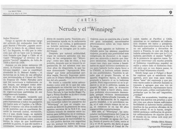 Neruda y el "Winnipeg"  [artículo] Ovidio Oltra Alonso.
