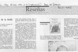 Memorias de la arcilla vieja  [artículo] Luis Vargas Saavedra.