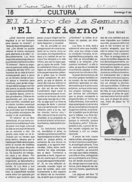 "El infierno"  [artículo] Silvia Rodríguez B.