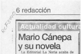 Mario Cánepa y su novela  [artículo].