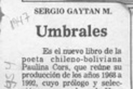 Umbrales  [artículo] Sergio Gaytán M.