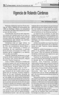 Vigencia de Rolando Cárdenas  [artículo] Aristóteles España.