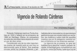 Vigencia de Rolando Cárdenas  [artículo] Aristóteles España.